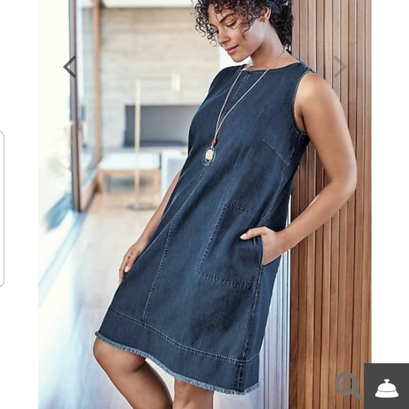 Denim Fringed-Hem Dress🩵🩵
